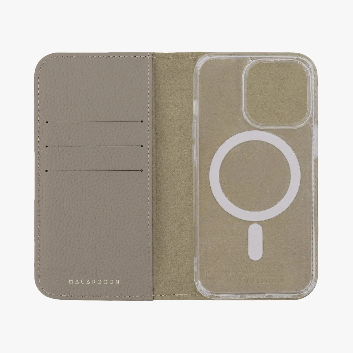 iPhone 16 Pro Max MagSafe Leather Flip Cover with Clear Case