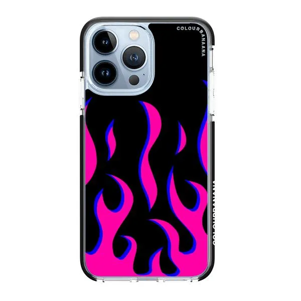 iPhone Case - Black & Pink Flames