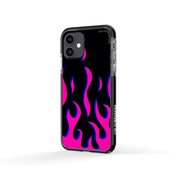 iPhone Case - Black & Pink Flames
