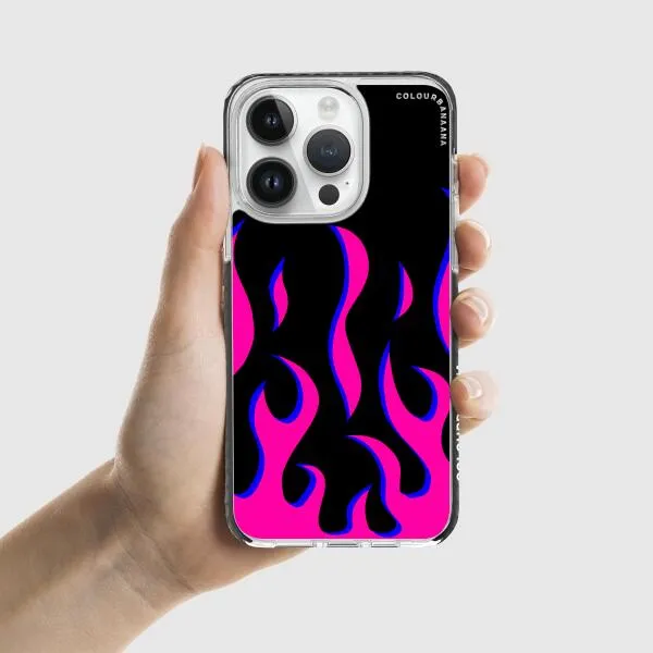 iPhone Case - Black & Pink Flames