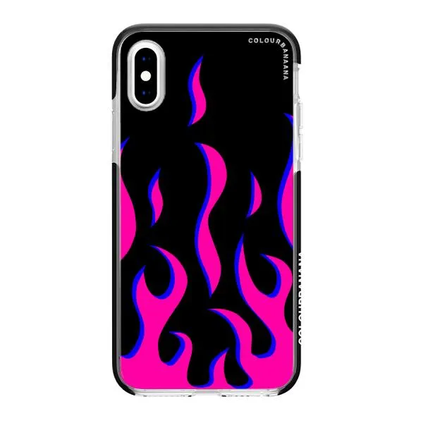 iPhone Case - Black & Pink Flames