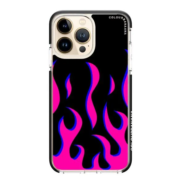 iPhone Case - Black & Pink Flames