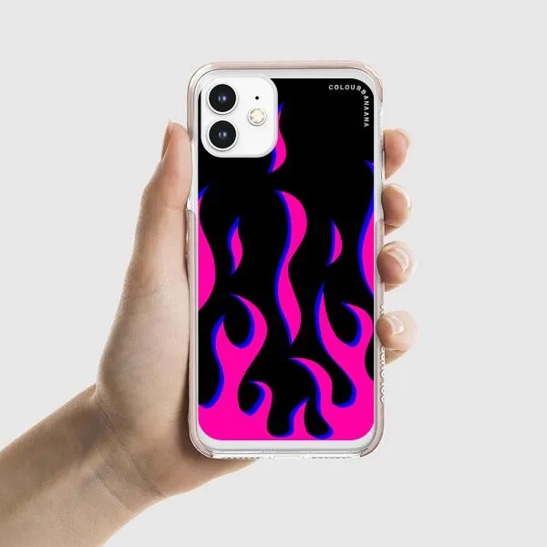 iPhone Case - Black & Pink Flames