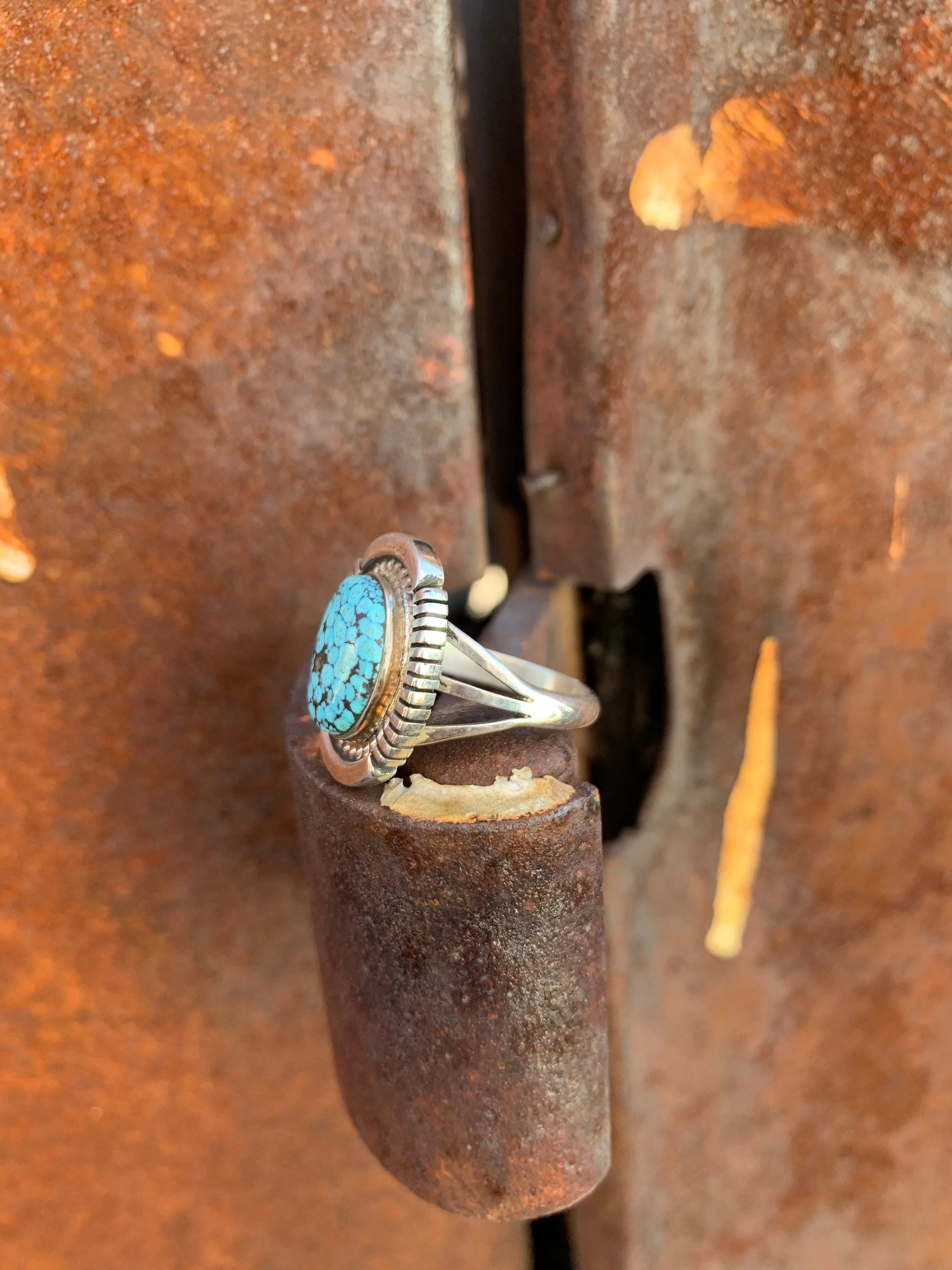 Kingman Spiderweb Turquoise ring size 9
