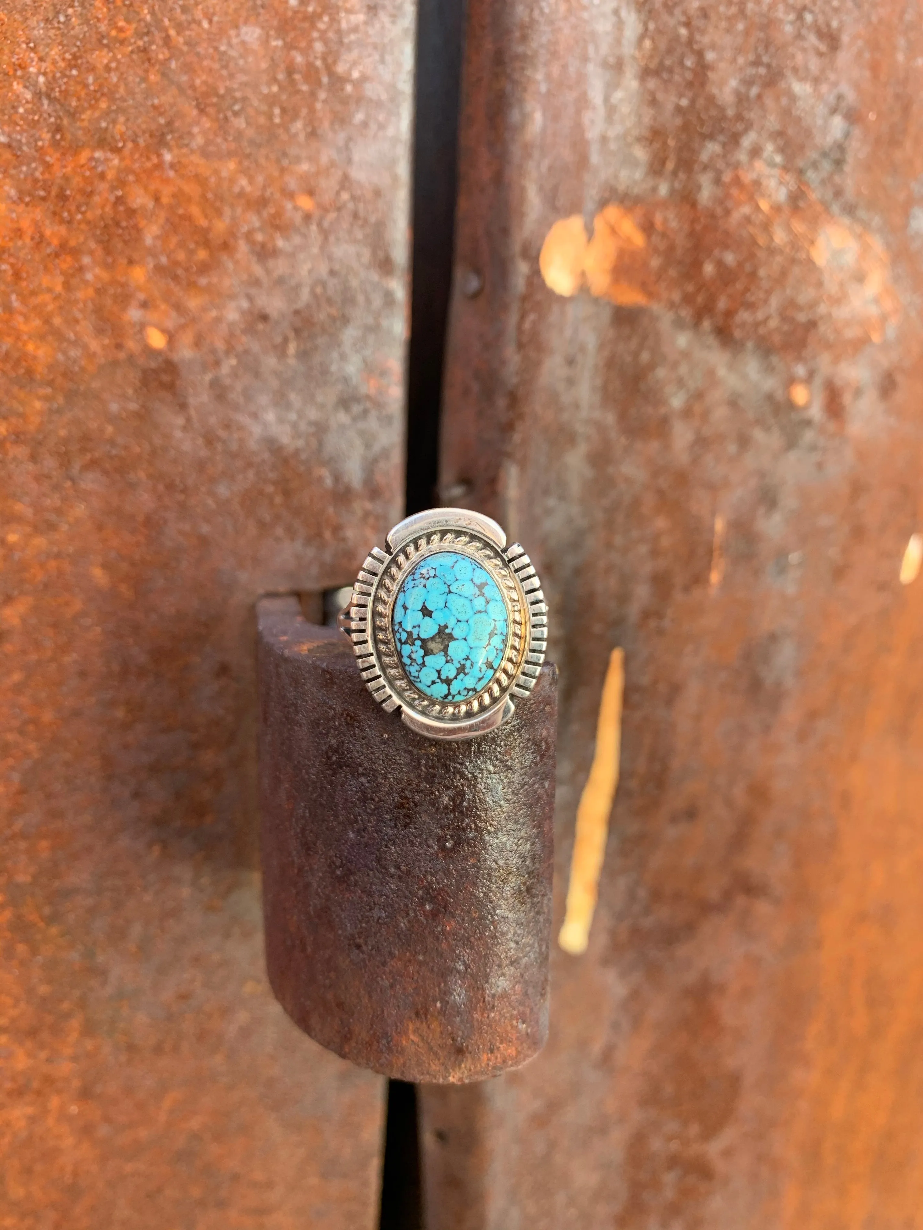 Kingman Spiderweb Turquoise ring size 9