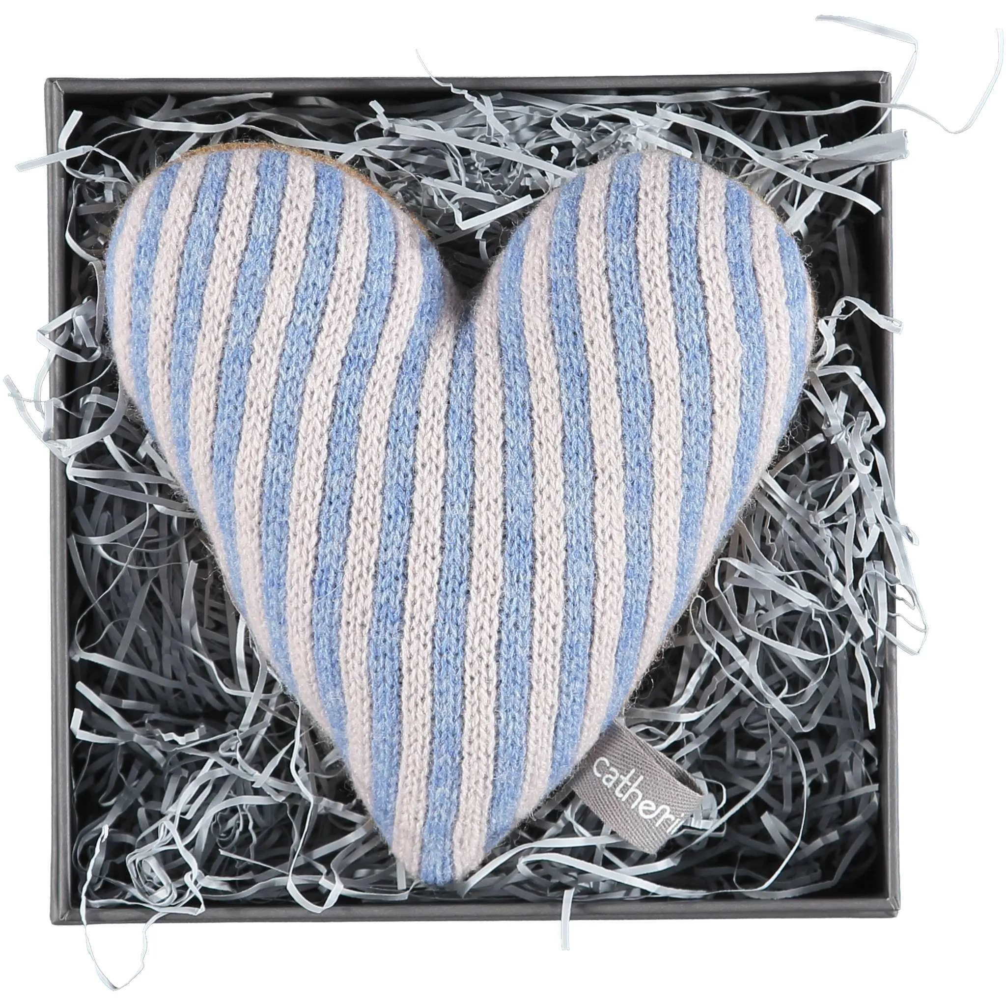 Knitted Purple & Oat Stripy Heart With Lavender