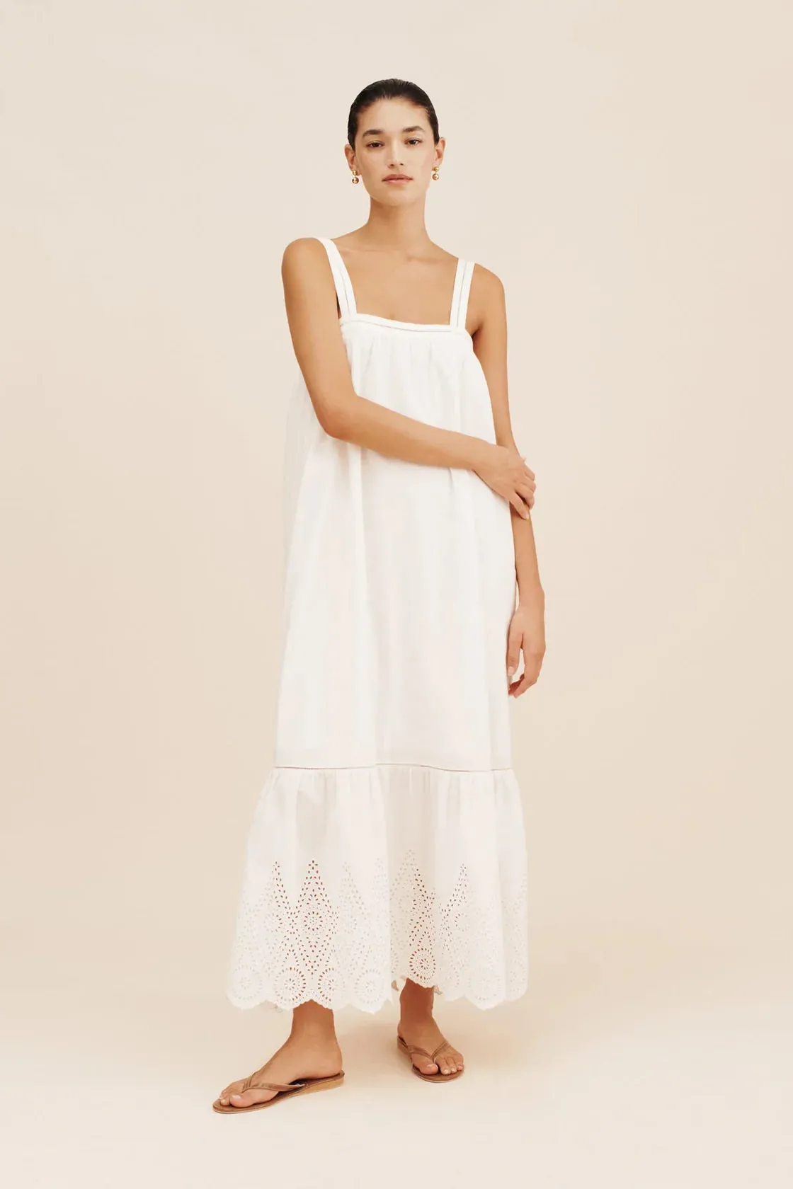 Louisa Tie Dress in Vintage White