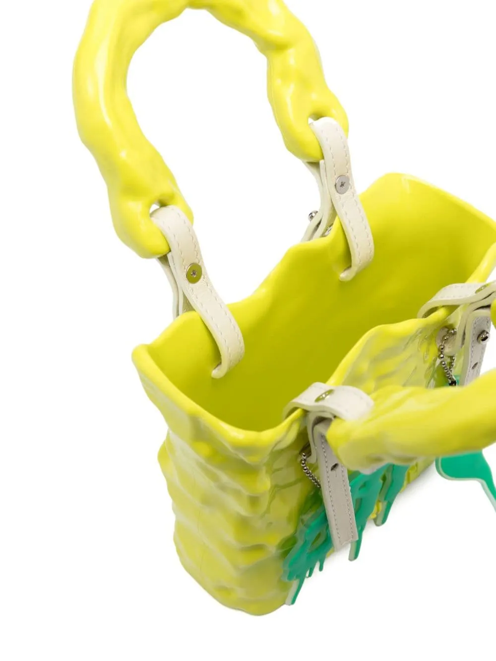 MEDIUM YELLOW CERAMIC EFFECT ASYMMETRIC DESIGN HANDBAG