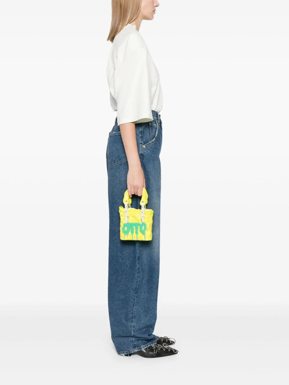 MEDIUM YELLOW CERAMIC EFFECT ASYMMETRIC DESIGN HANDBAG