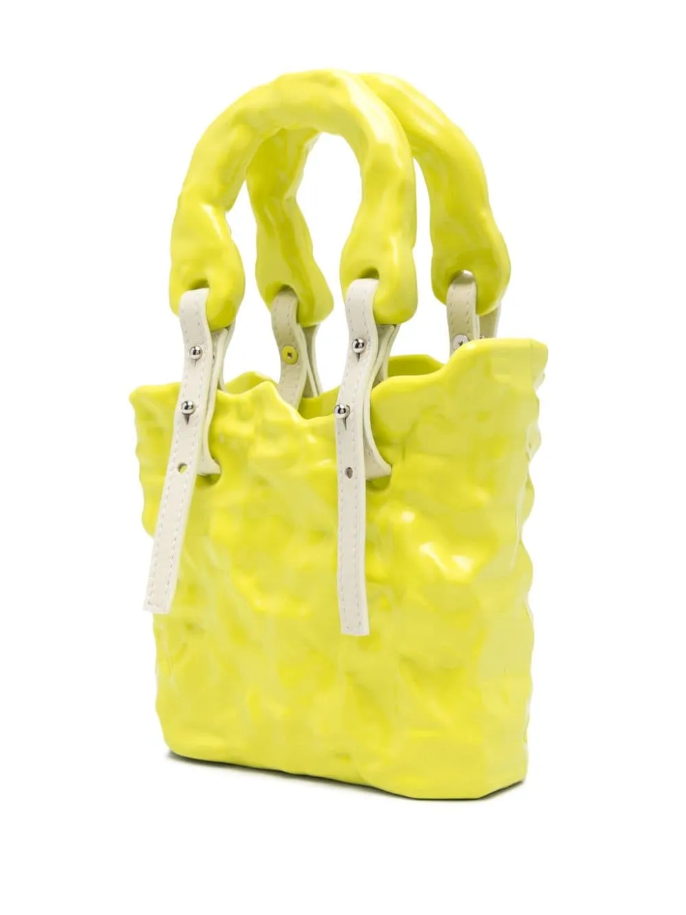 MEDIUM YELLOW CERAMIC EFFECT ASYMMETRIC DESIGN HANDBAG