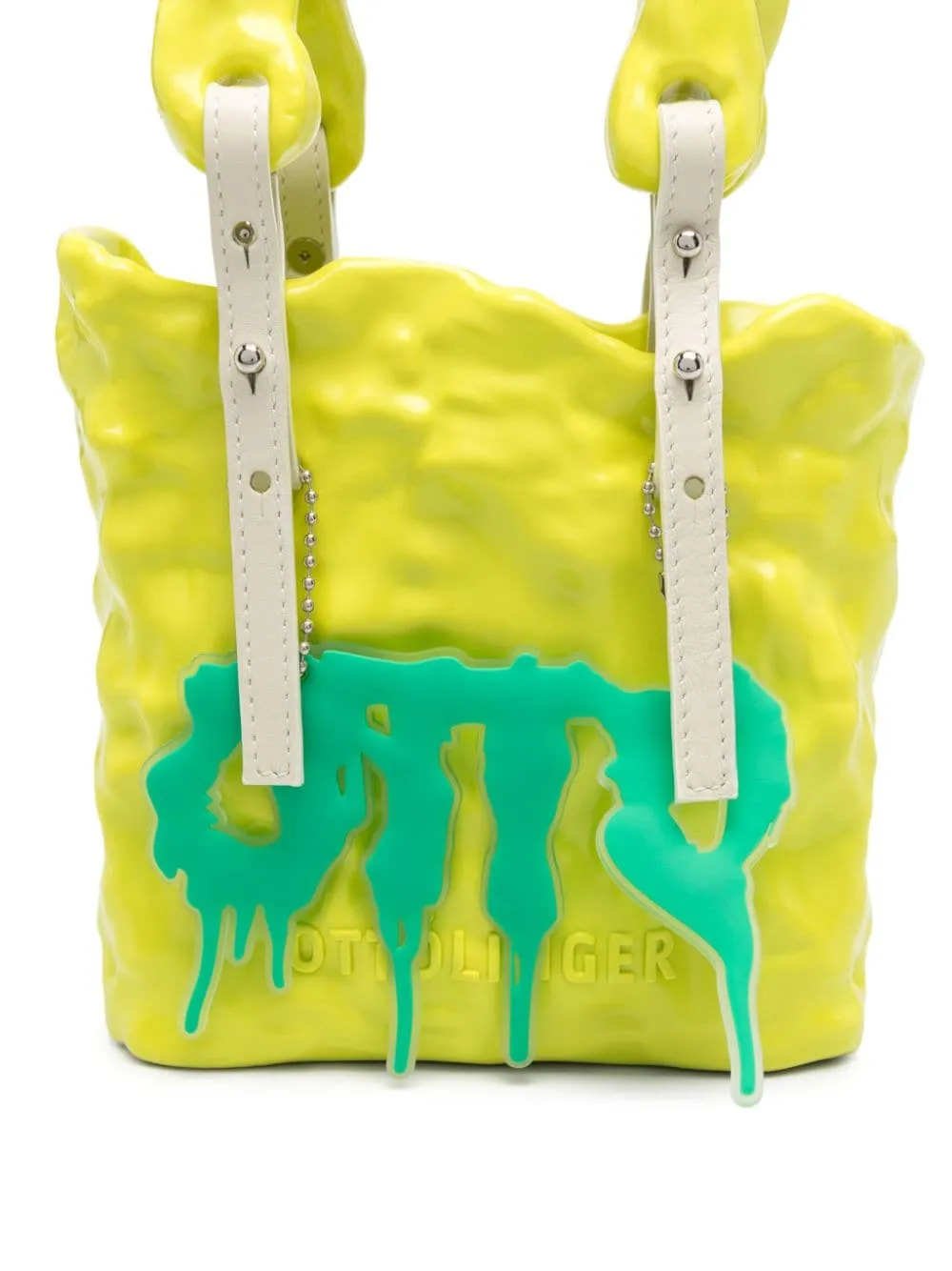 MEDIUM YELLOW CERAMIC EFFECT ASYMMETRIC DESIGN HANDBAG