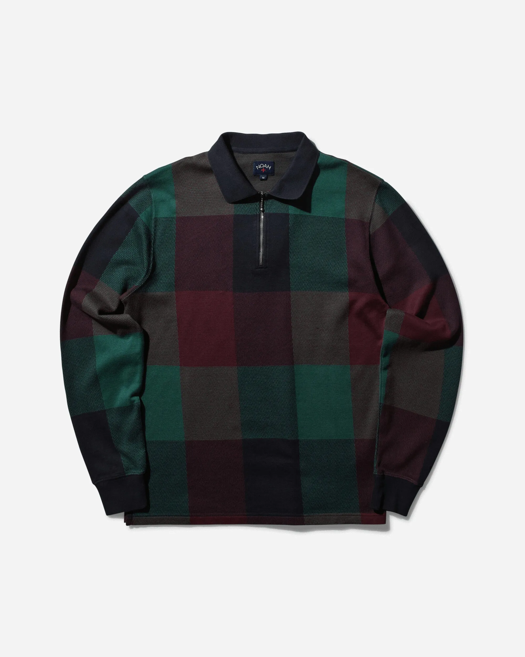 Men's Buffalo Plaid Zip Polo Navy / Burgundy / Green