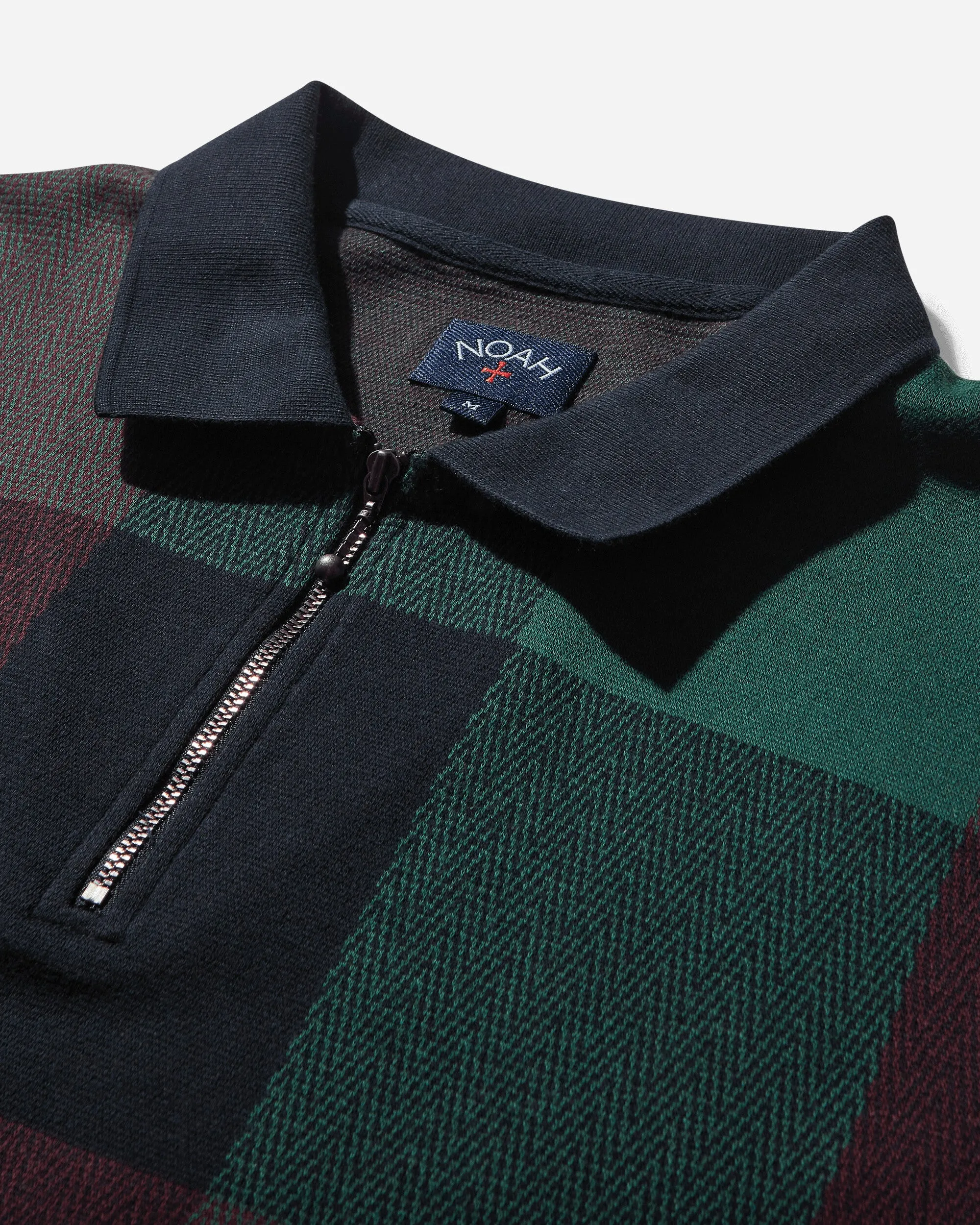 Men's Buffalo Plaid Zip Polo Navy / Burgundy / Green