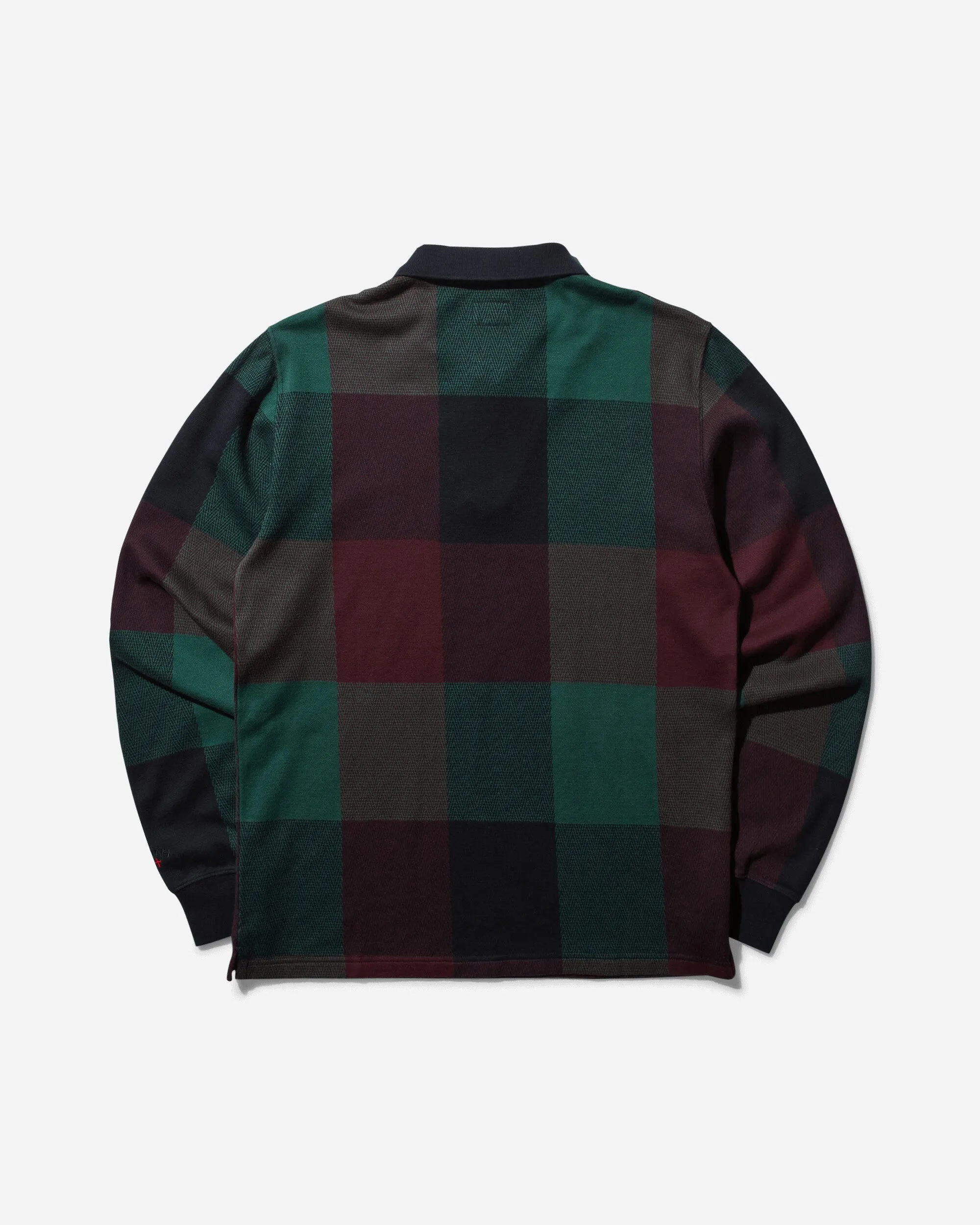 Men's Buffalo Plaid Zip Polo Navy / Burgundy / Green