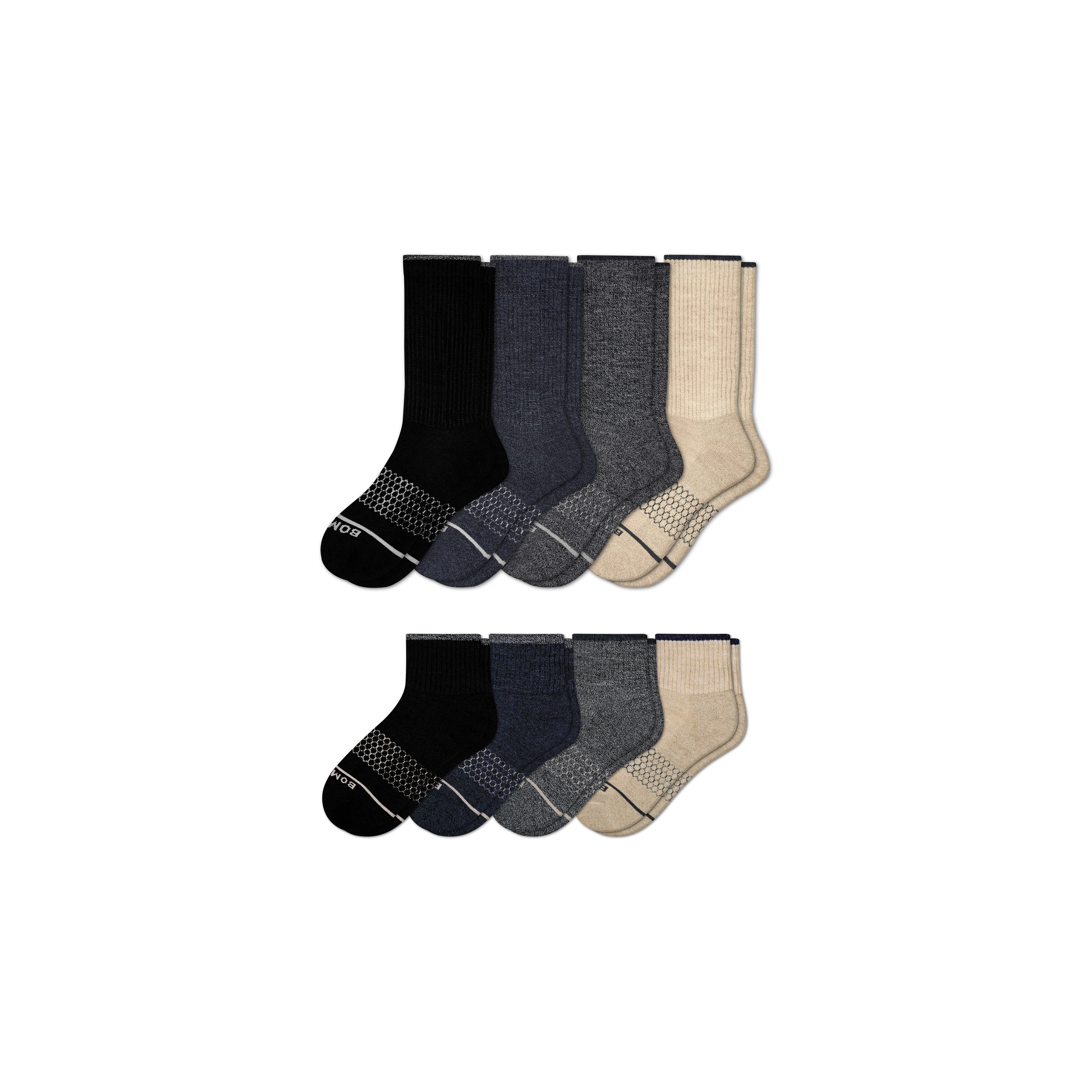 Men's Merino Wool Calf & Quarter Sock 8-Pack