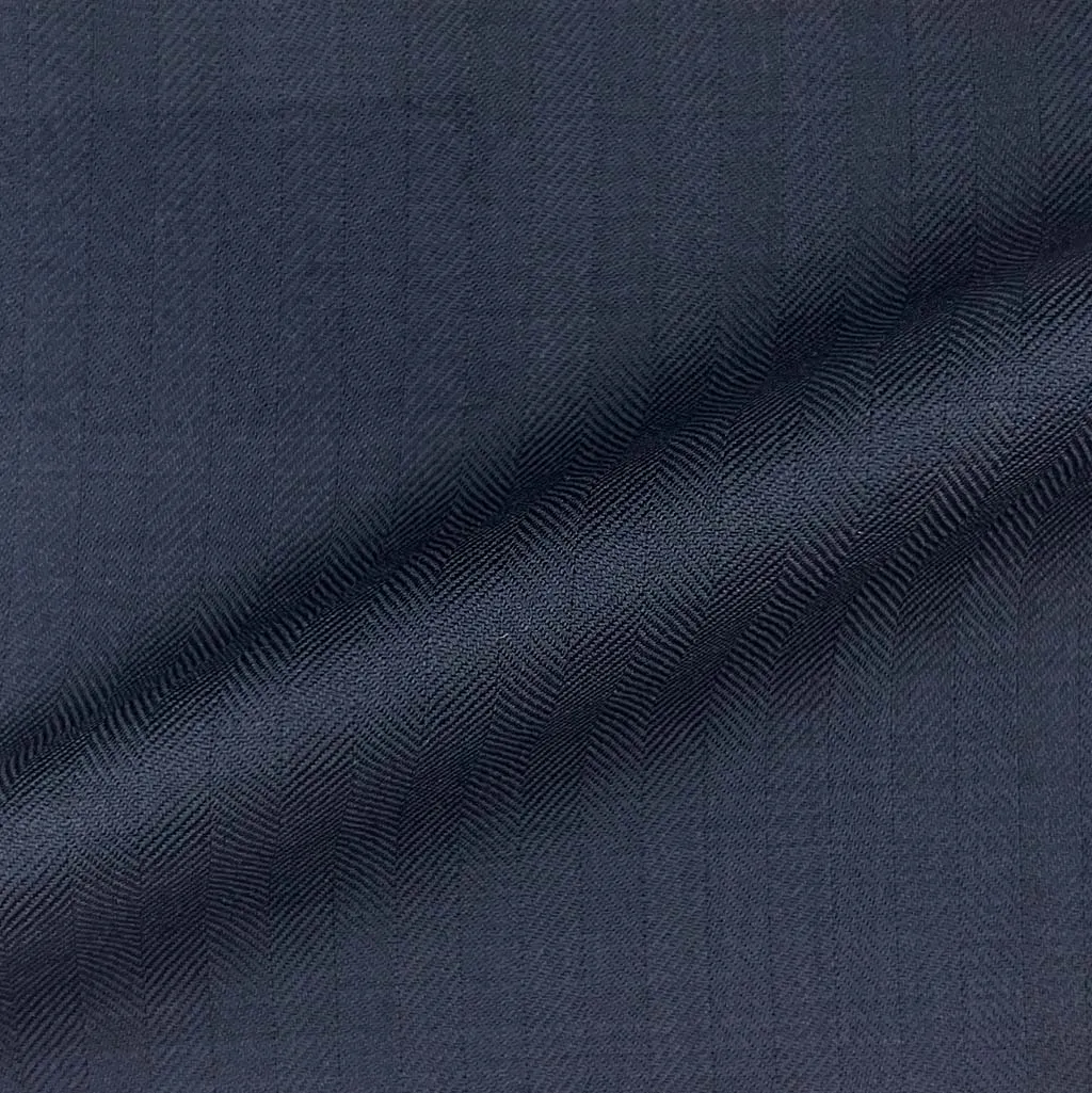 Midnight Blue Herringbone With Comfort Stretch