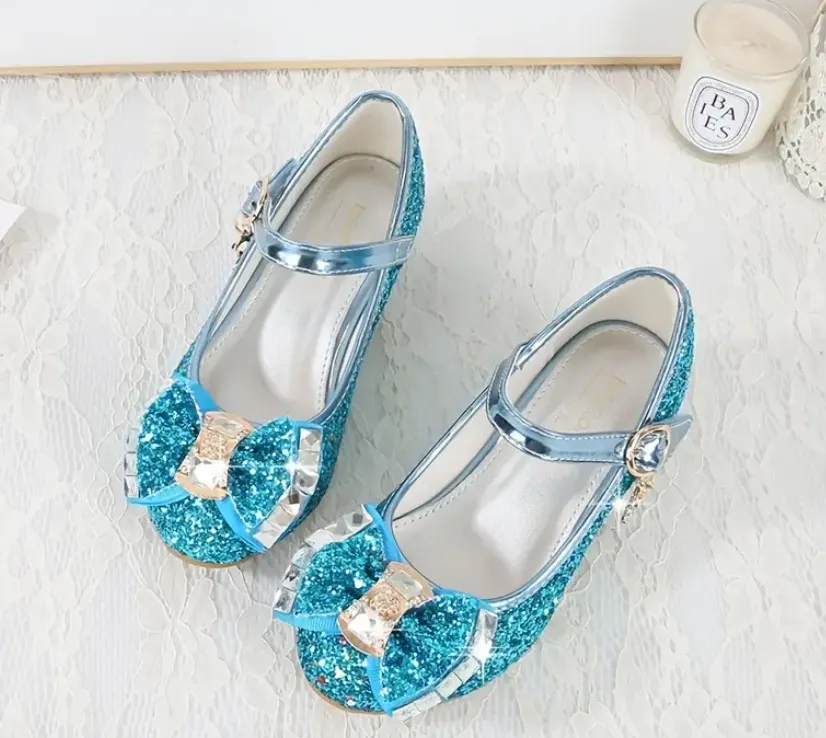 Mirror Bows, Elegant Sequins, Princess High Heels,Youth