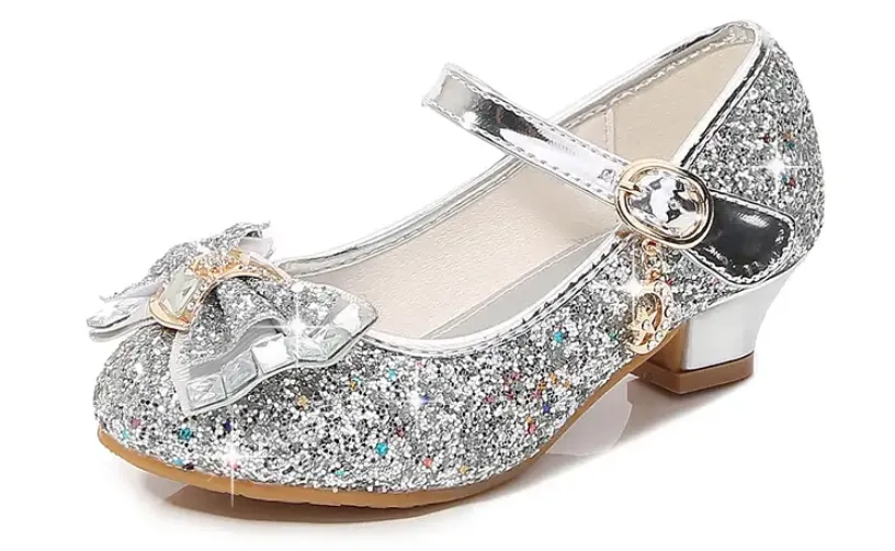 Mirror Bows, Elegant Sequins, Princess High Heels,Youth