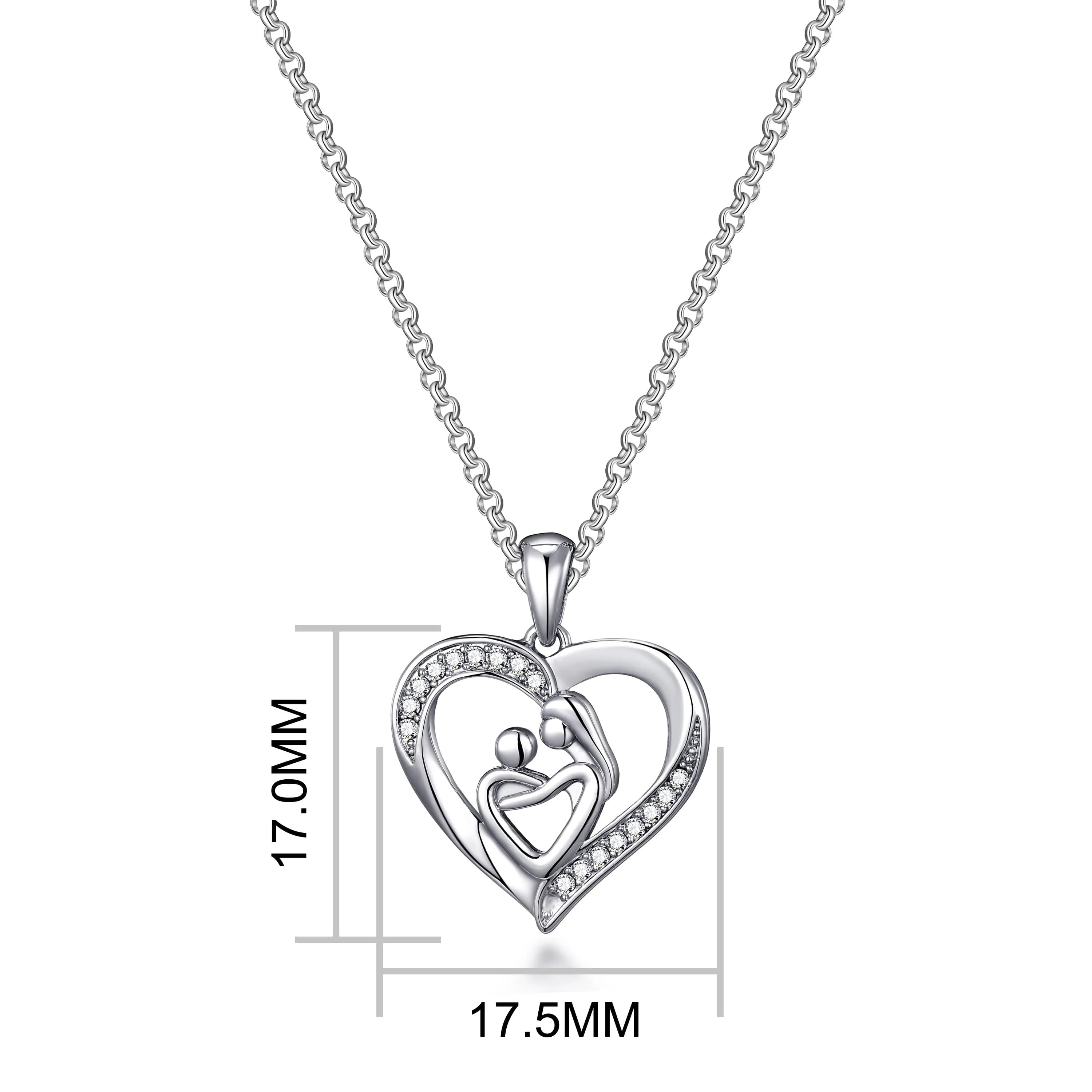 Mother And Child Necklace with Quote Card Created with Zircondia® Crystals