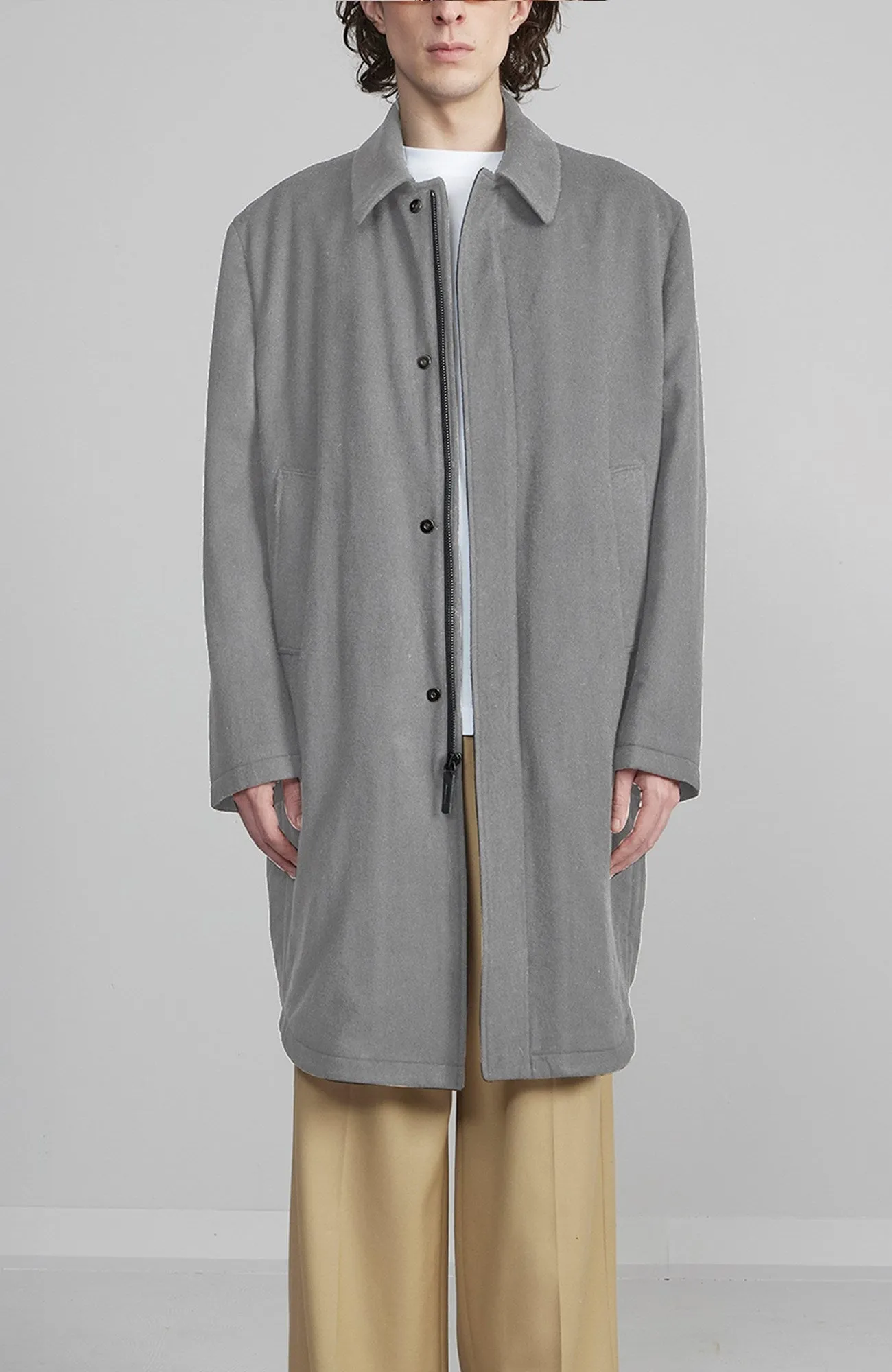 NOAH WOOL & MOHAIR GREY OVERCOAT