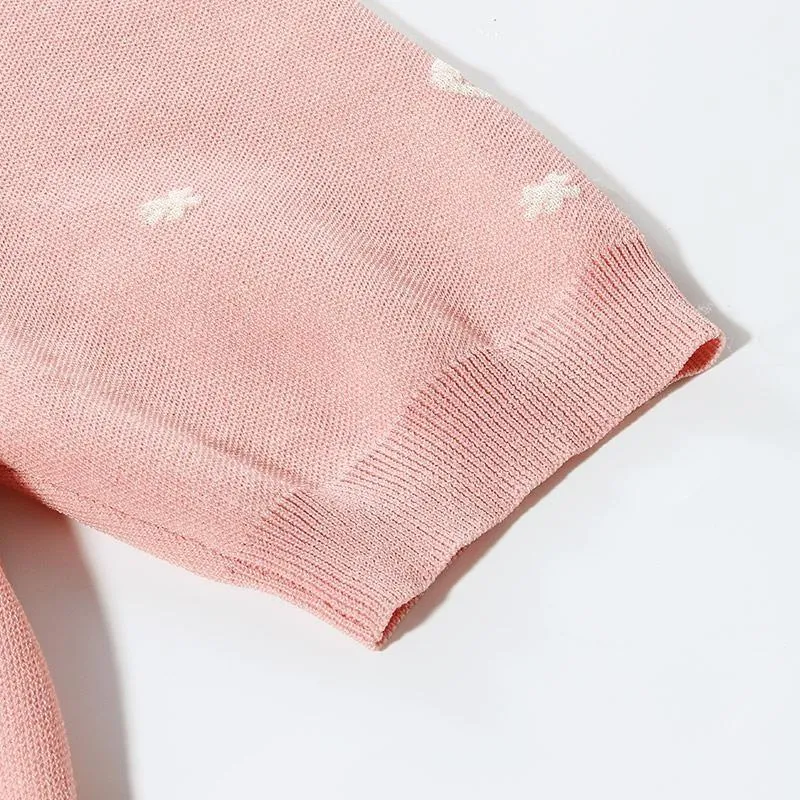 Pink Jacquard Women Knit Top