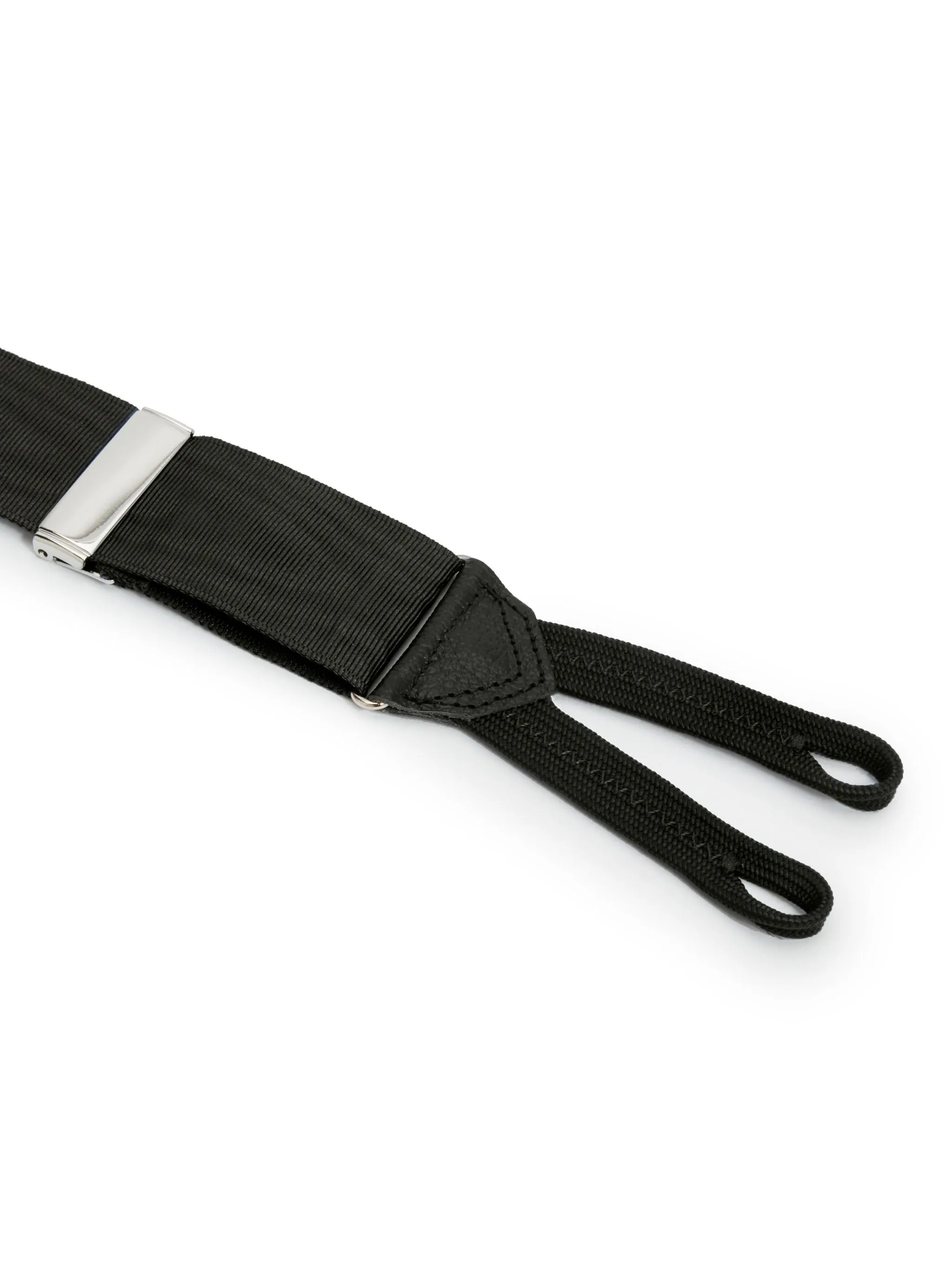 Plain Moire Suspenders - Black
