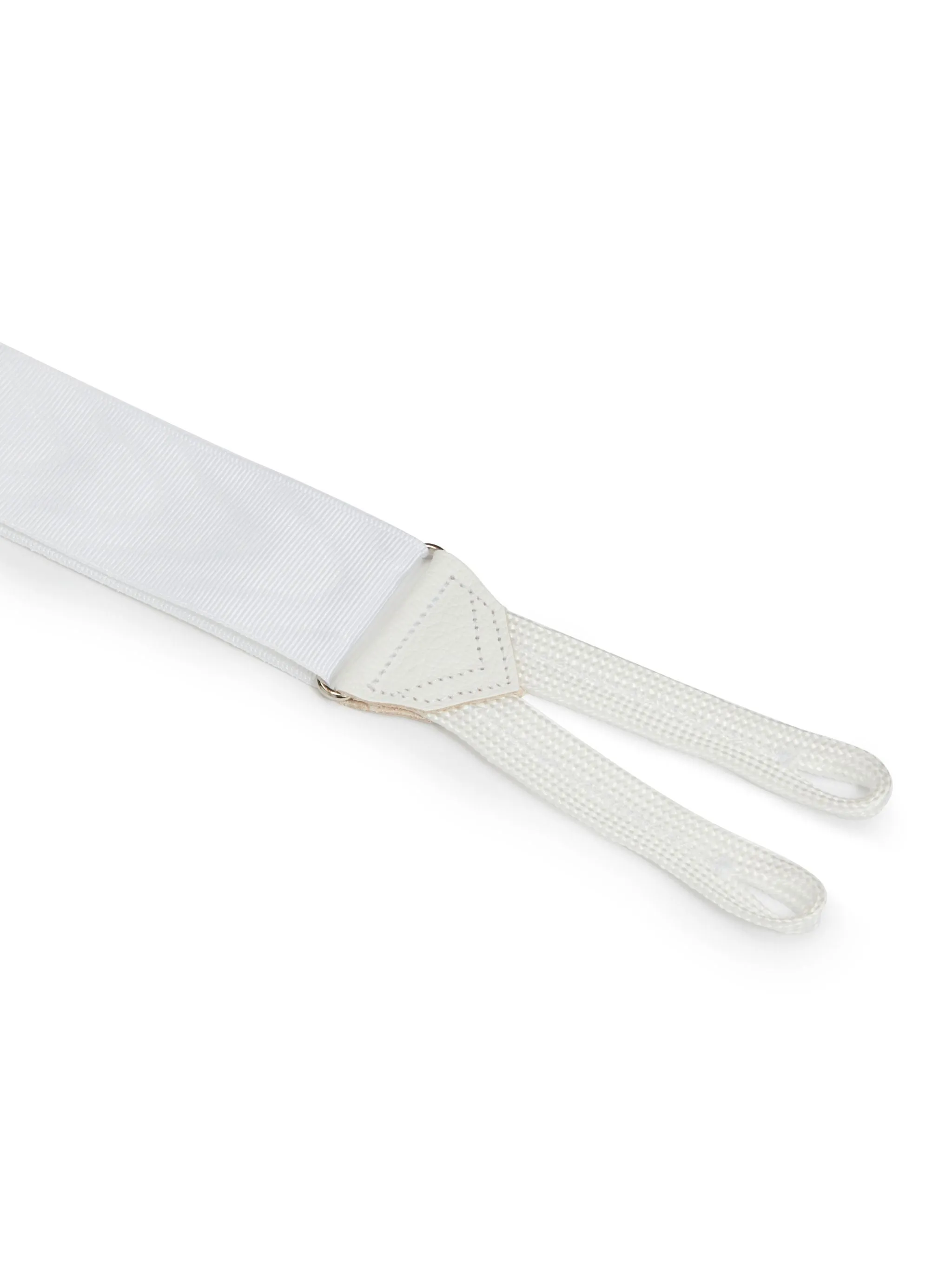 Plain Moire Suspenders - White