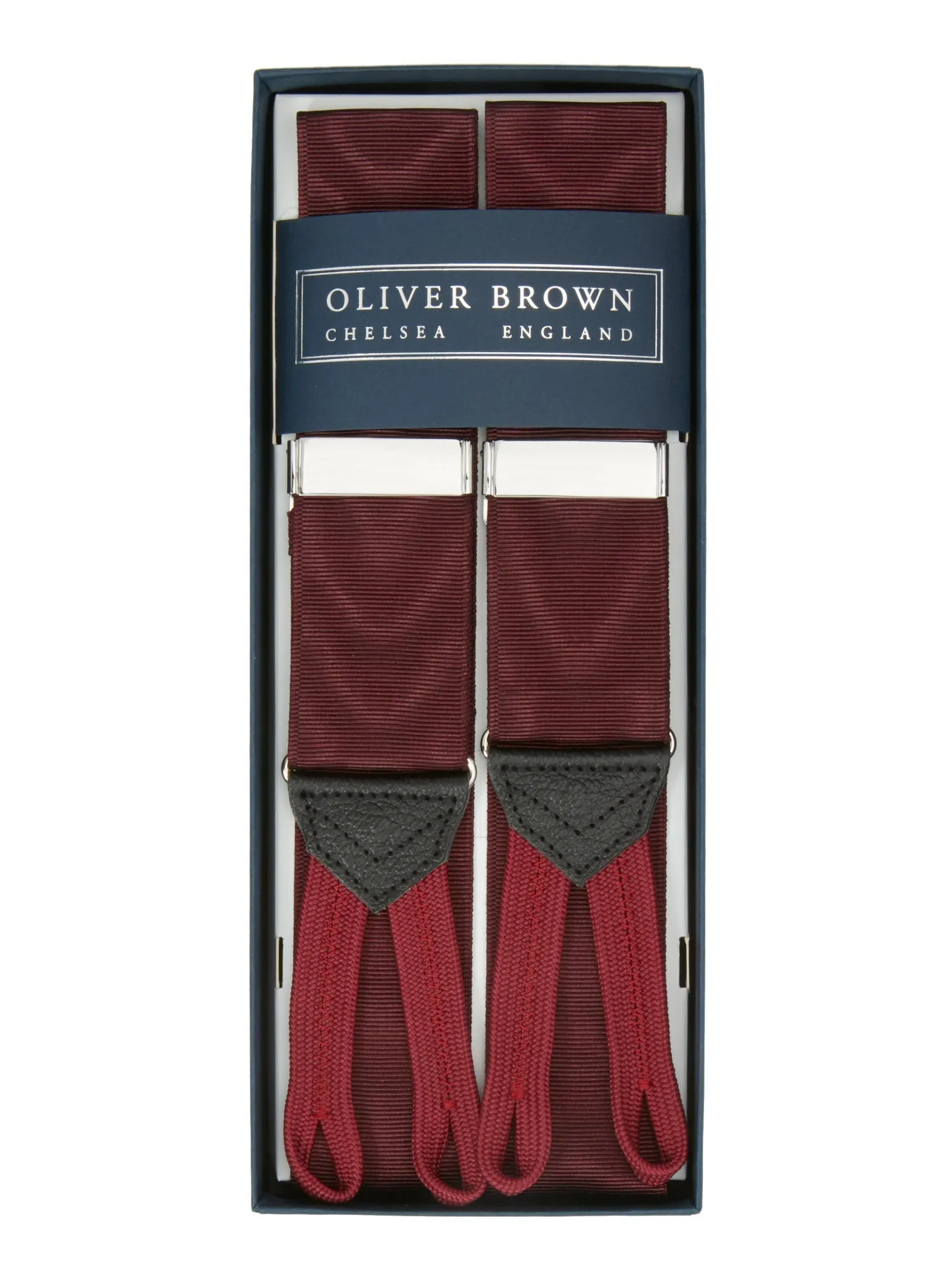 Plain Moire Suspenders - Wine