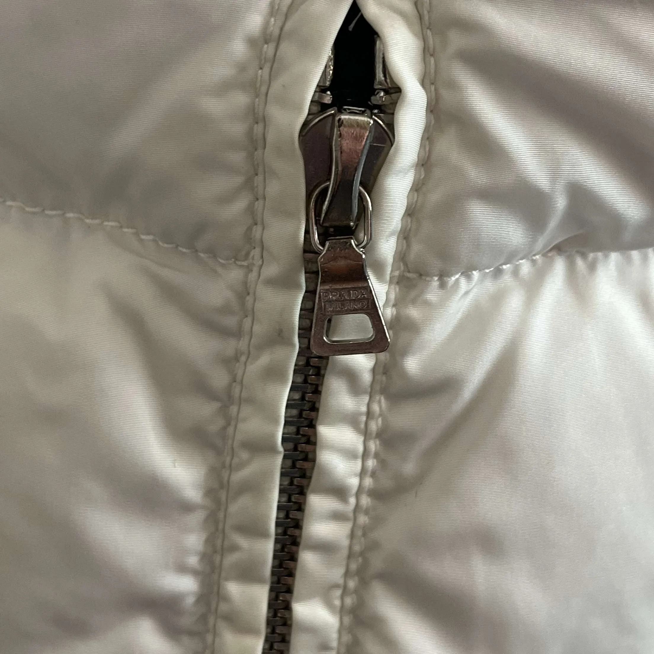 Prada Cream Quilted Down Puffa Jacket S