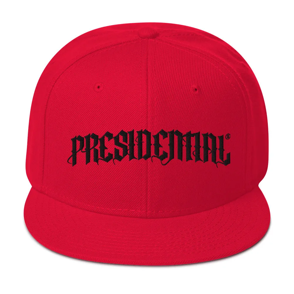 Presidential® Snapback Hat Black letter Presidential Logo