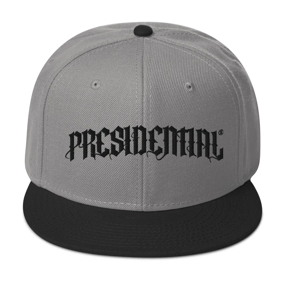 Presidential® Snapback Hat Black letter Presidential Logo