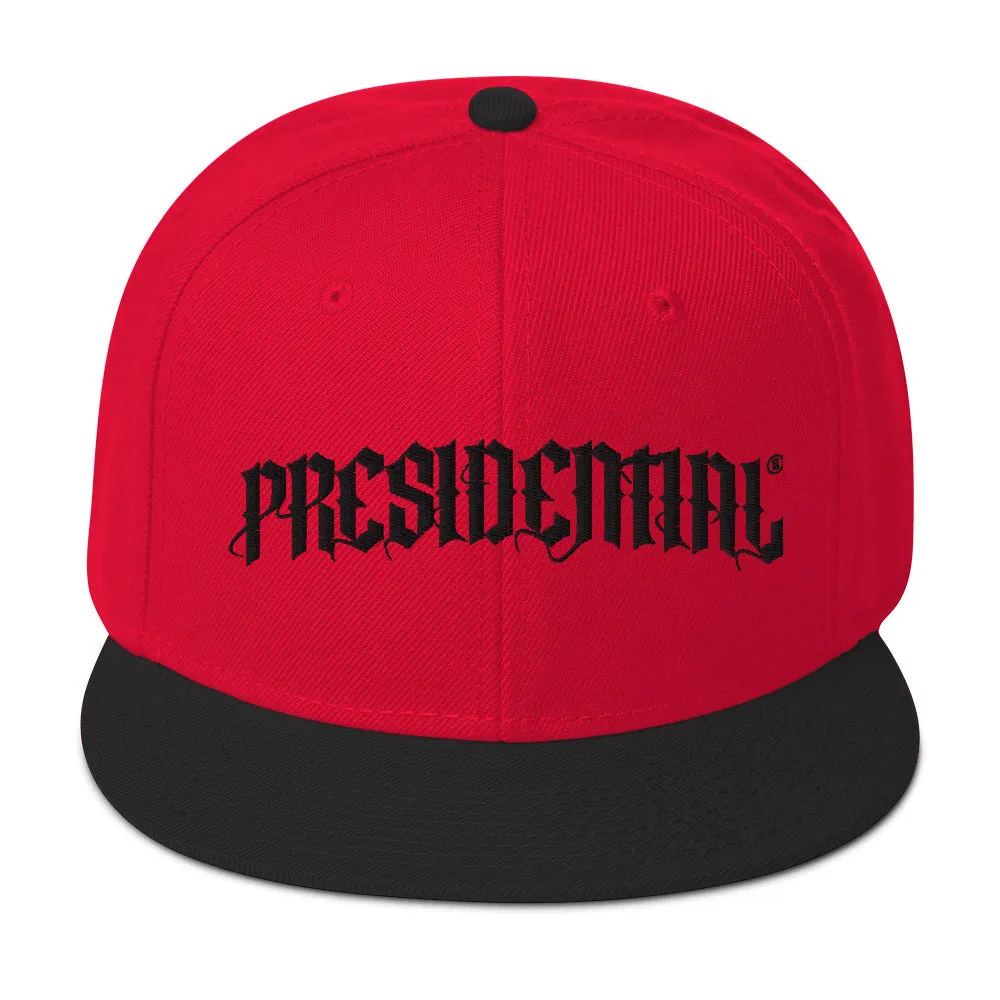 Presidential® Snapback Hat Black letter Presidential Logo