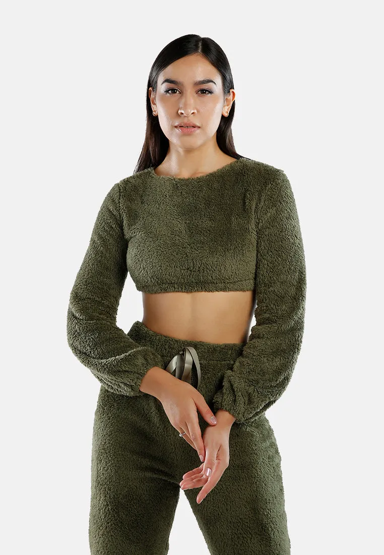 Shearling Full Sleeve Crop Top