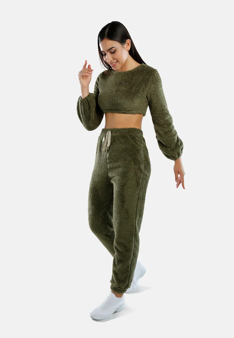 Shearling Full Sleeve Crop Top