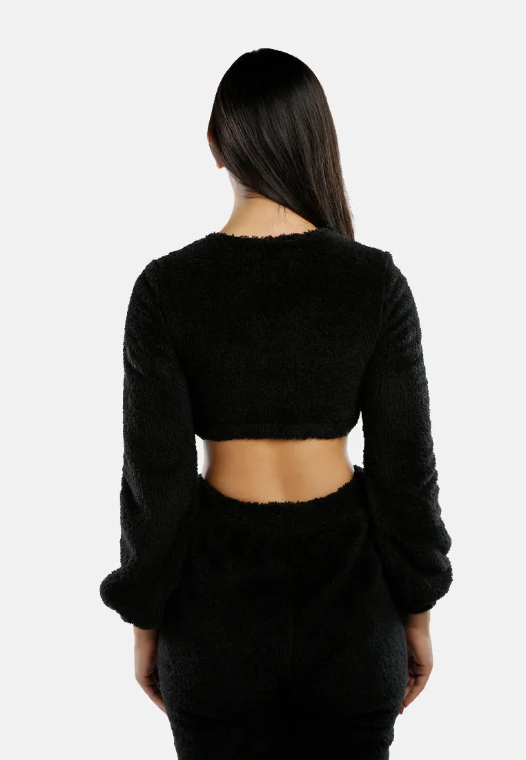 Shearling Full Sleeve Crop Top