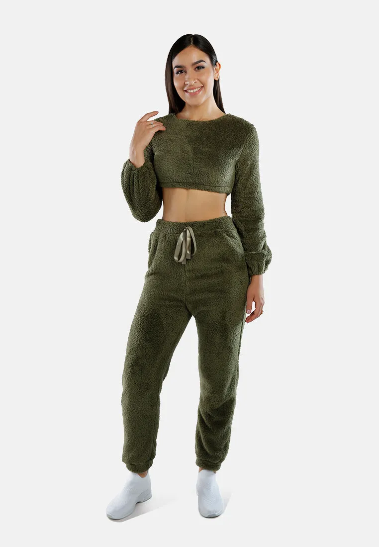 Shearling Full Sleeve Crop Top