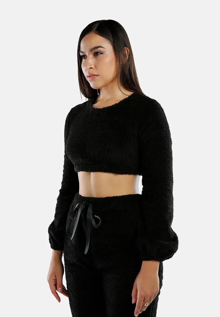 Shearling Full Sleeve Crop Top