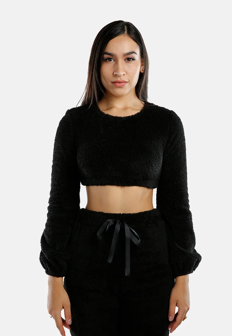 Shearling Full Sleeve Crop Top