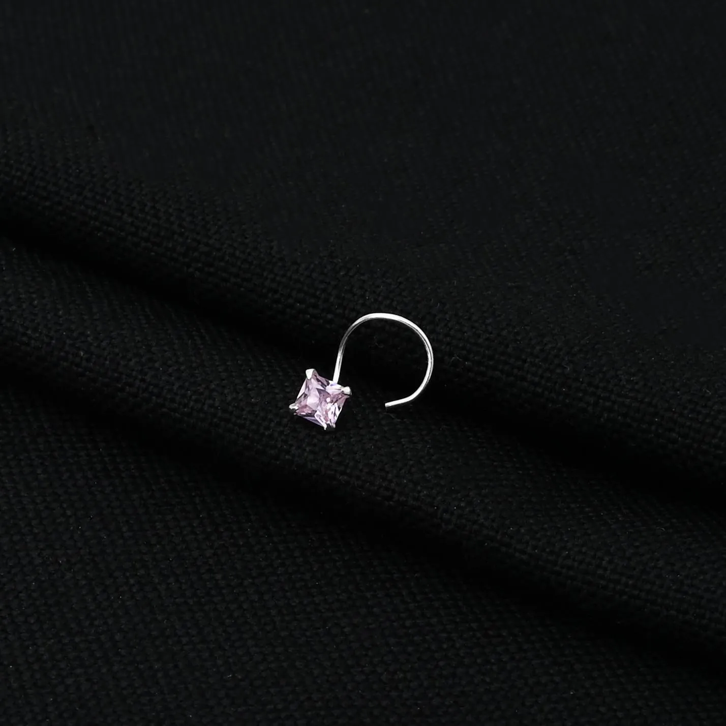 Silver Beautiful Square Purple Gem Nosepin
