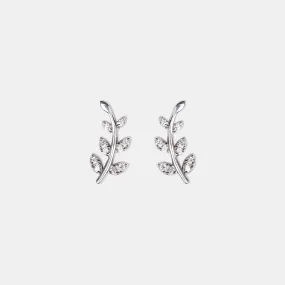 silver natural Leaves earrings