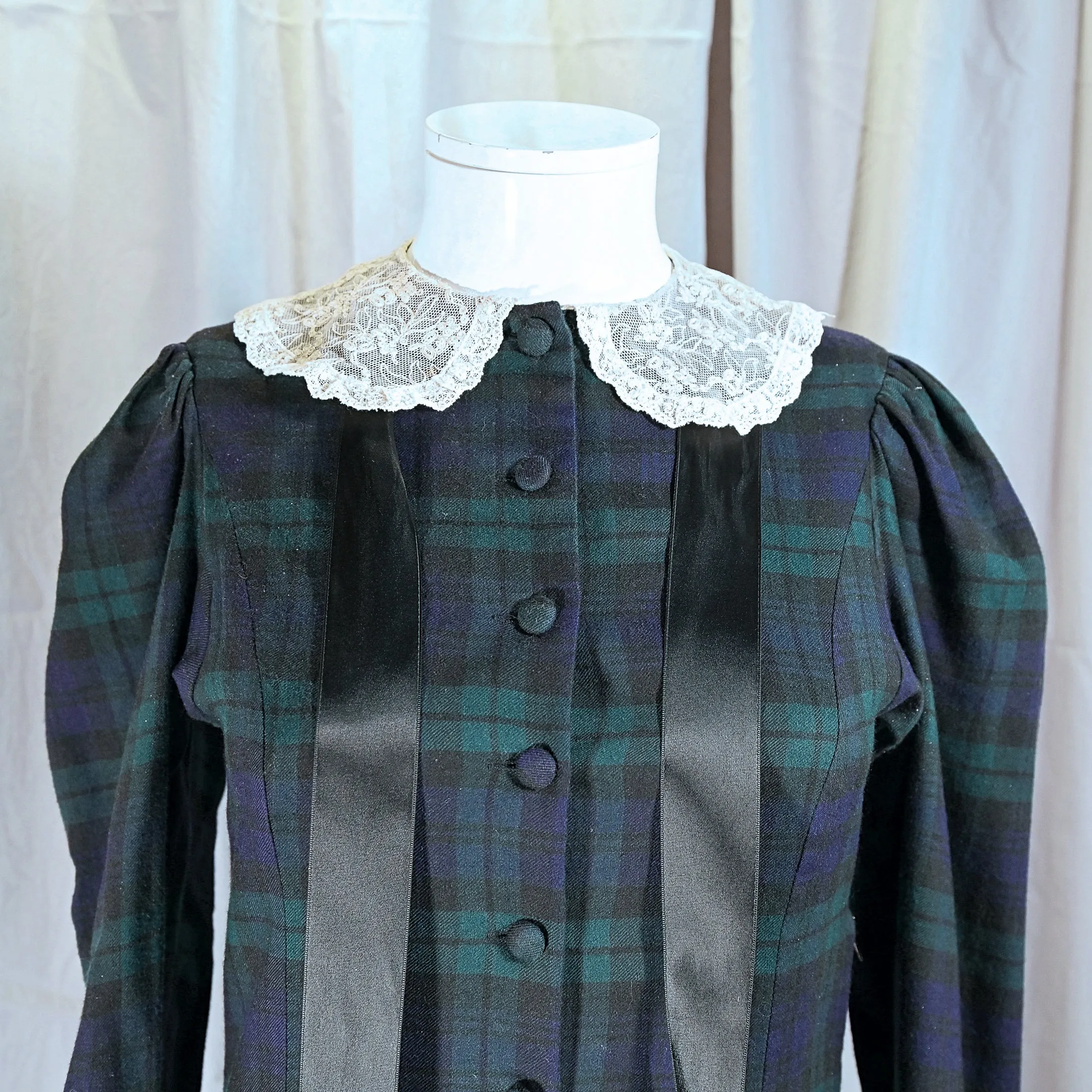 SOLD Vintage Laura Ashley Tartan Plaid Dress, Dark Academia Midi Dress XS
