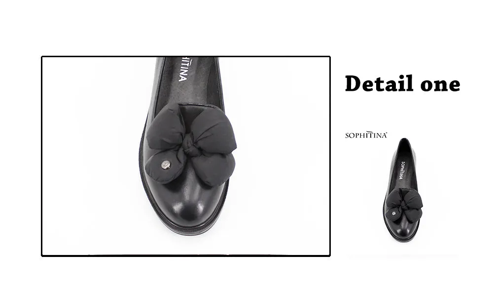 SOPHITINA Brand Genuine Leather Flower Decoration Round Toe