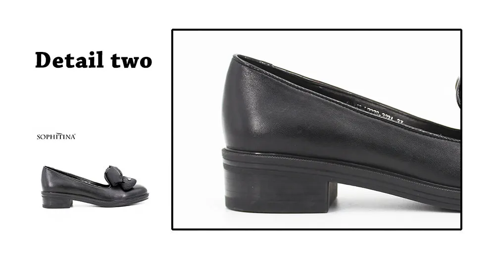 SOPHITINA Brand Genuine Leather Flower Decoration Round Toe