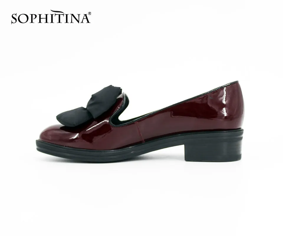 SOPHITINA Brand Genuine Leather Flower Decoration Round Toe