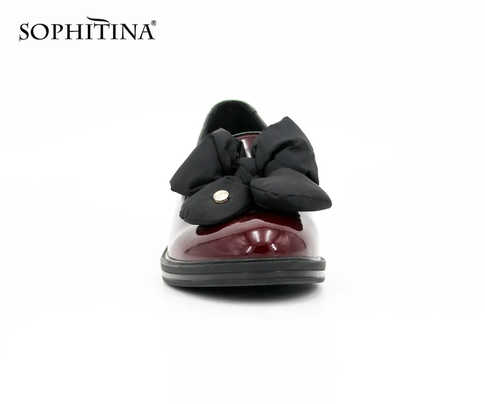 SOPHITINA Brand Genuine Leather Flower Decoration Round Toe