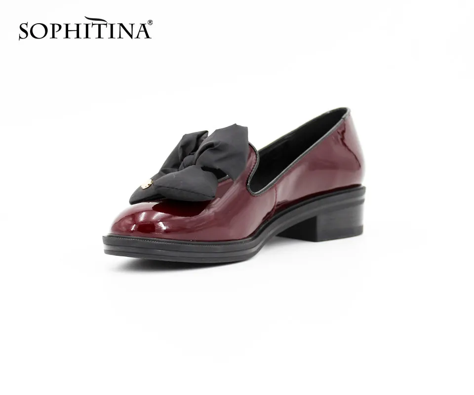 SOPHITINA Brand Genuine Leather Flower Decoration Round Toe
