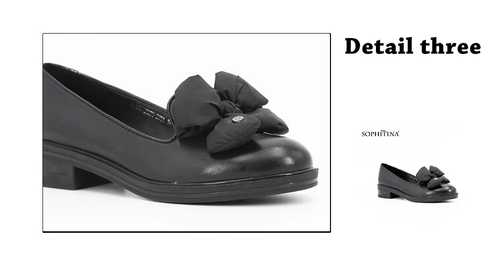 SOPHITINA Brand Genuine Leather Flower Decoration Round Toe