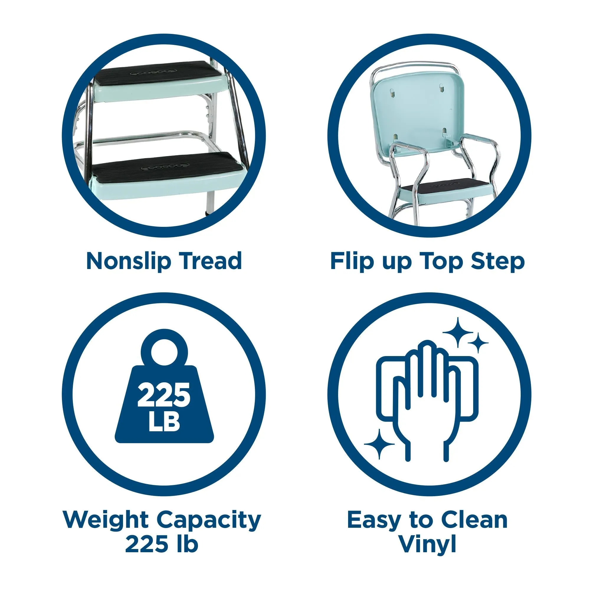 Stylaire Retro Chair   Step Stool with Flip-Up Seat