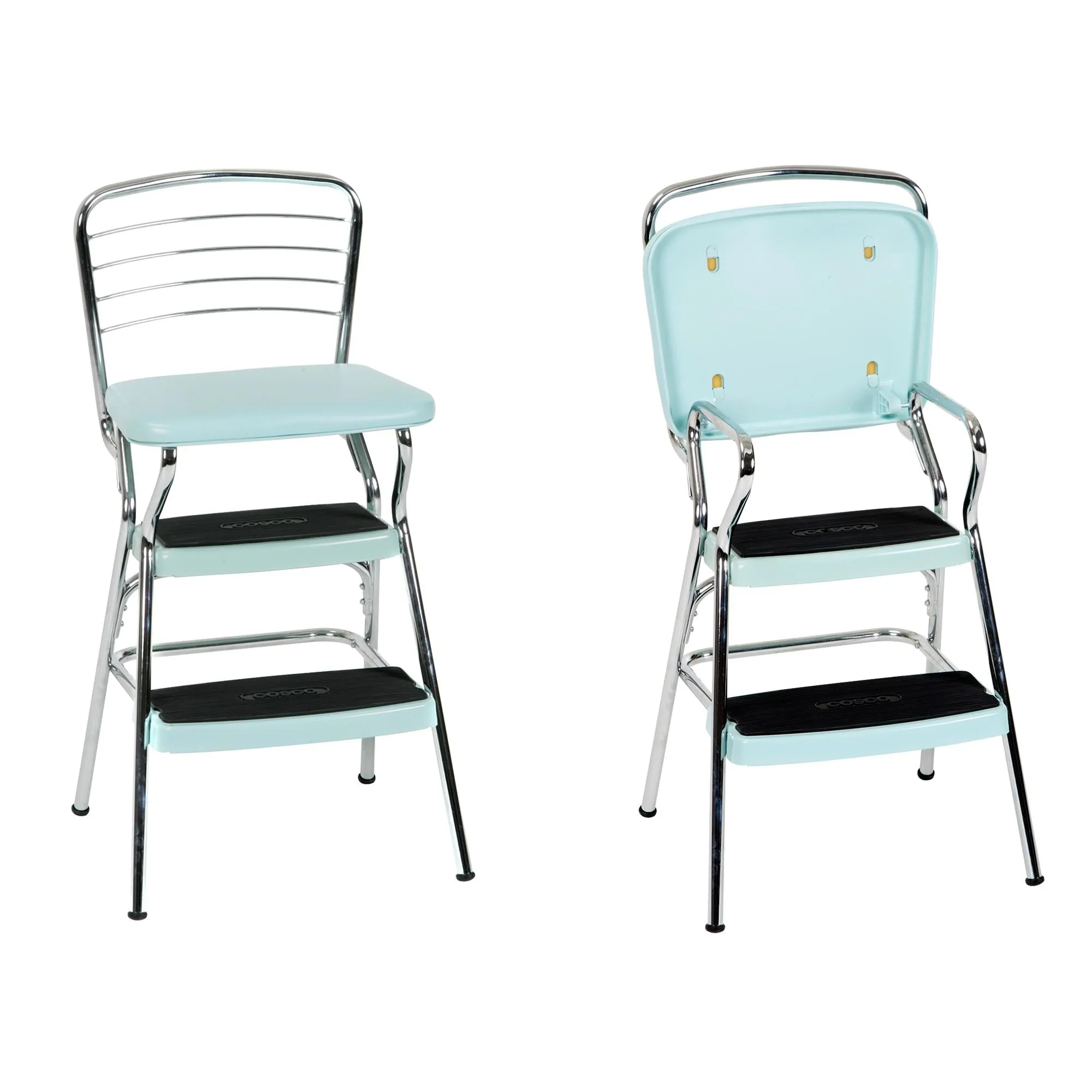 Stylaire Retro Chair   Step Stool with Flip-Up Seat
