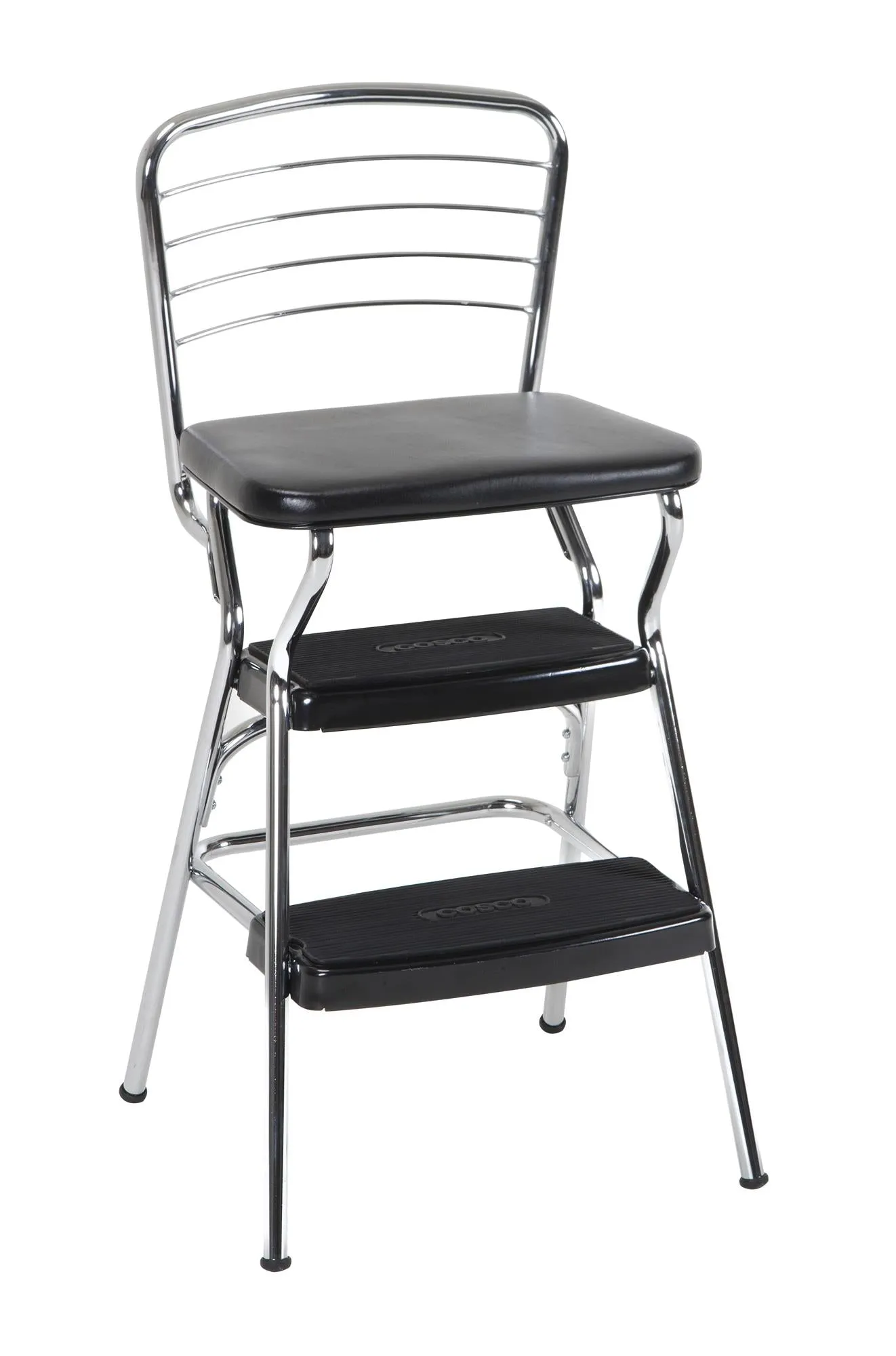 Stylaire Retro Chair   Step Stool with Flip-Up Seat